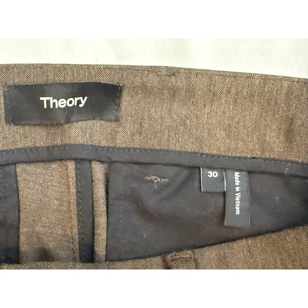 Theory Men's Zaine Essential Ponte 2 Slim Pants Brown Size 30 Cropped Business